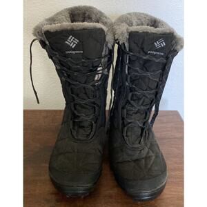 Columbia Minx Mid II Black Waterproof Winter Snow Boots Omni Heat Size 6.5